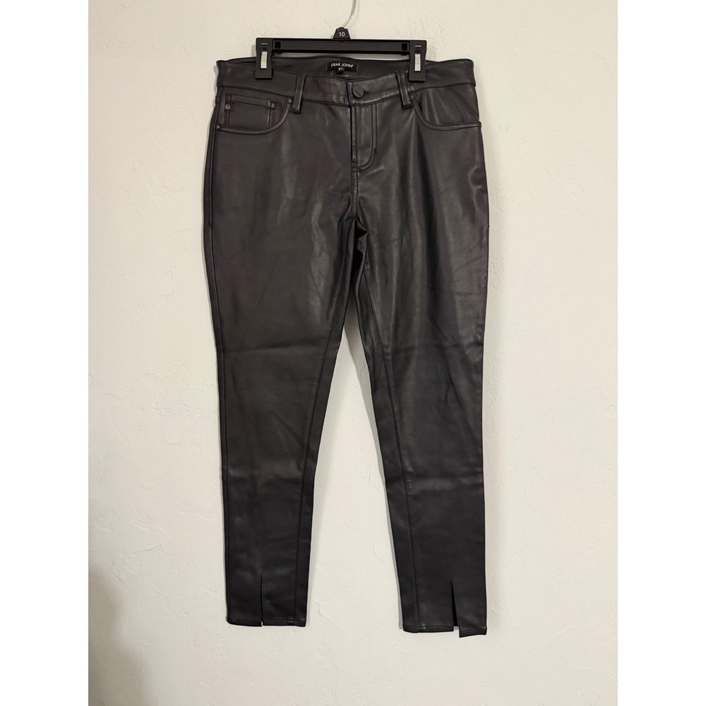 Dear John Black Faux‎ Leather Pants Size 27 Split Hem Skinny